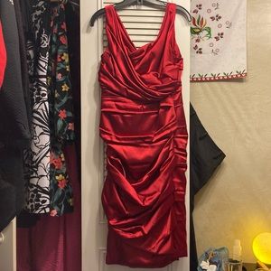 Le Chateau Red Silk Dress